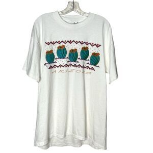 ONEIDA White Arizona T Shirt Cactus Single Stitch 1993 Size XL UNISEX
